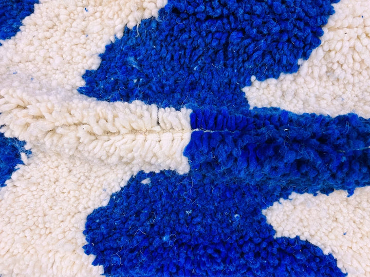Custom Beni Ourain Rug | Bold Cobalt Blue Zigzag