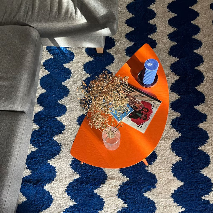 Custom Beni Ourain Rug | Bold Cobalt Blue Zigzag