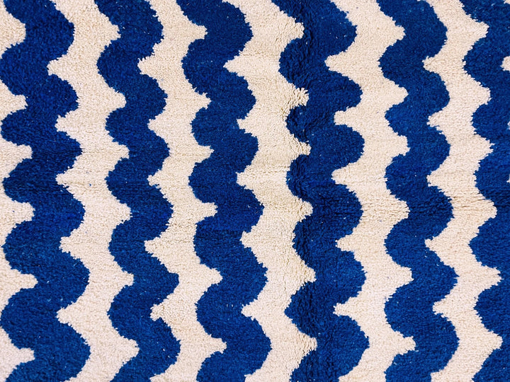 Custom Beni Ourain Rug | Bold Cobalt Blue Zigzag