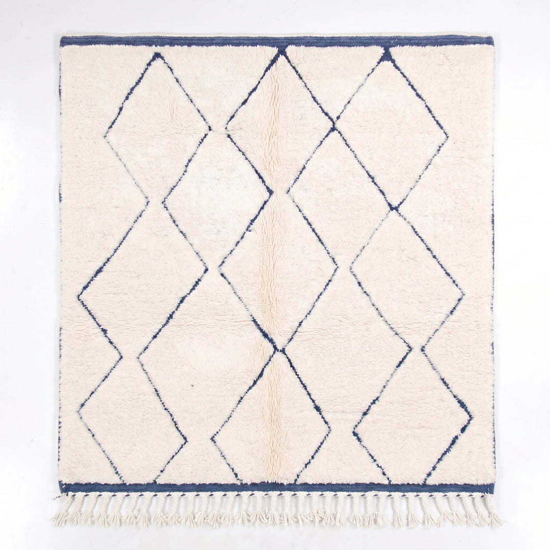 Custom Beni Ourain Rug | Classic Blue Diamond Trellis