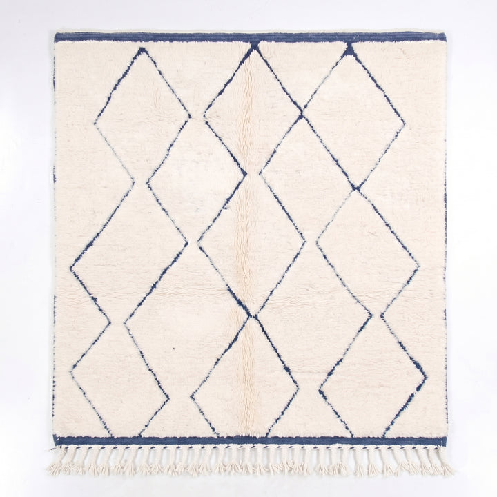 Custom Beni Ourain Rug | Classic Blue Diamond Trellis