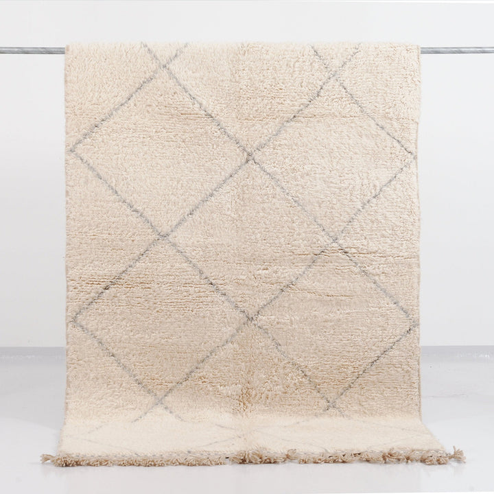 Authentic Custom Beni Ourain Rug | Classic Grey Diamond Trellis