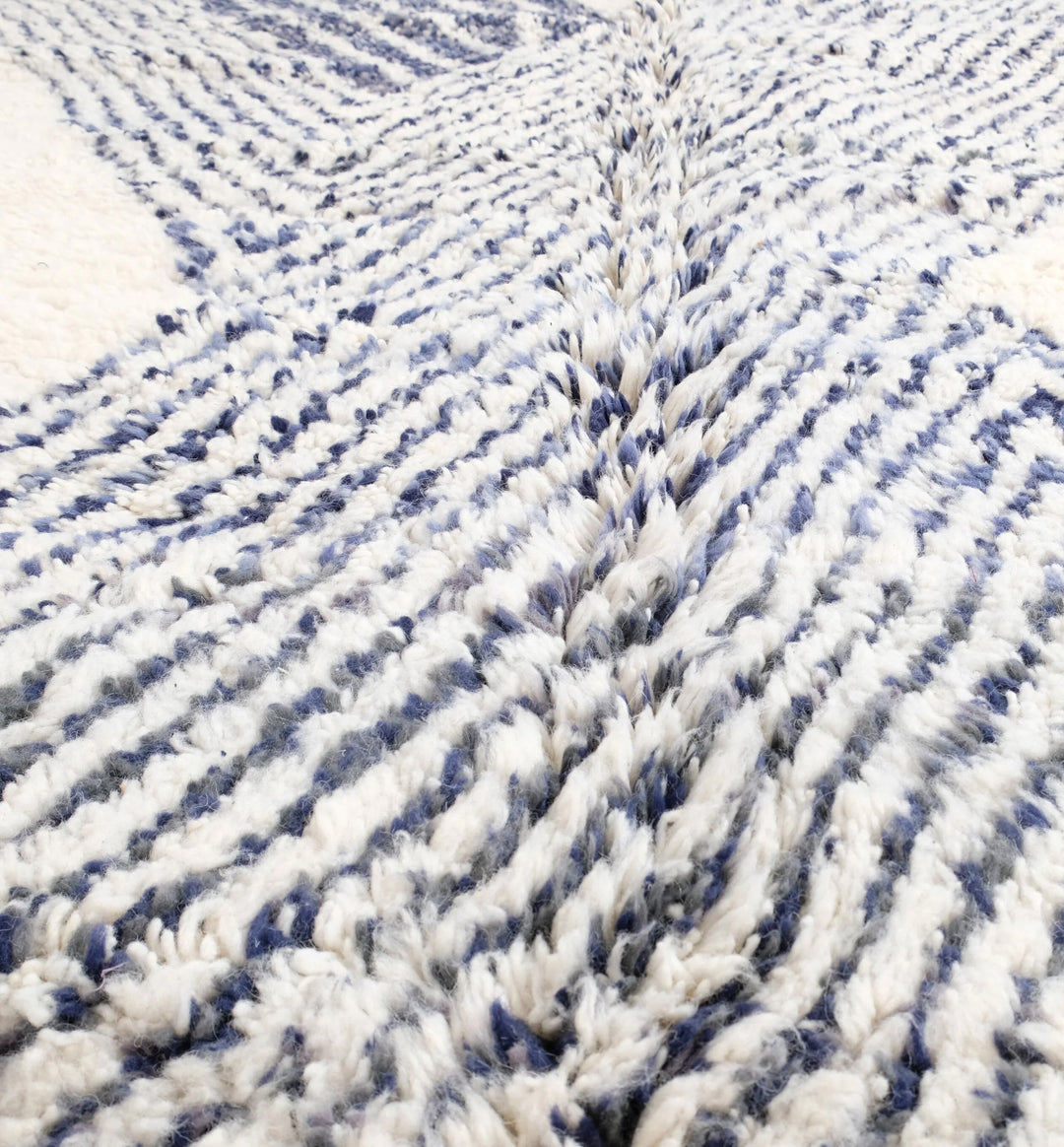 Authentic Custom Beni Ourain Rug | Contemporary Navy Geometric Design