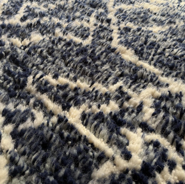 Authentic Custom Beni Ourain Rug | Deep Indigo &amp; Ivory Geometric