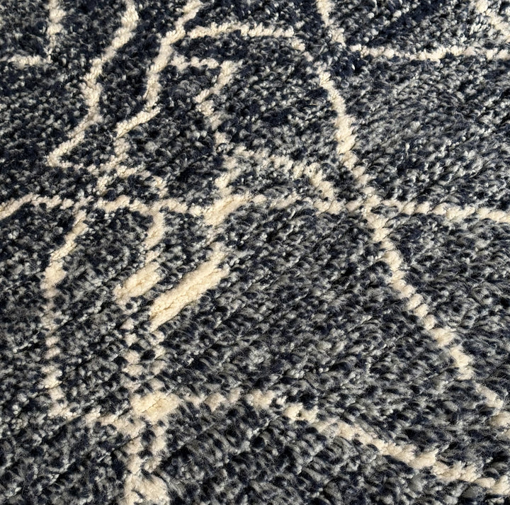 Authentic Custom Beni Ourain Rug | Deep Indigo &amp; Ivory Geometric
