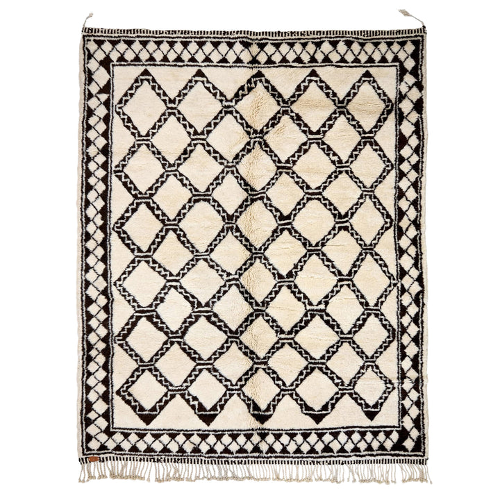 Tapis Beni Mrirt sur mesure | Treillis de losanges étagés avec bordure