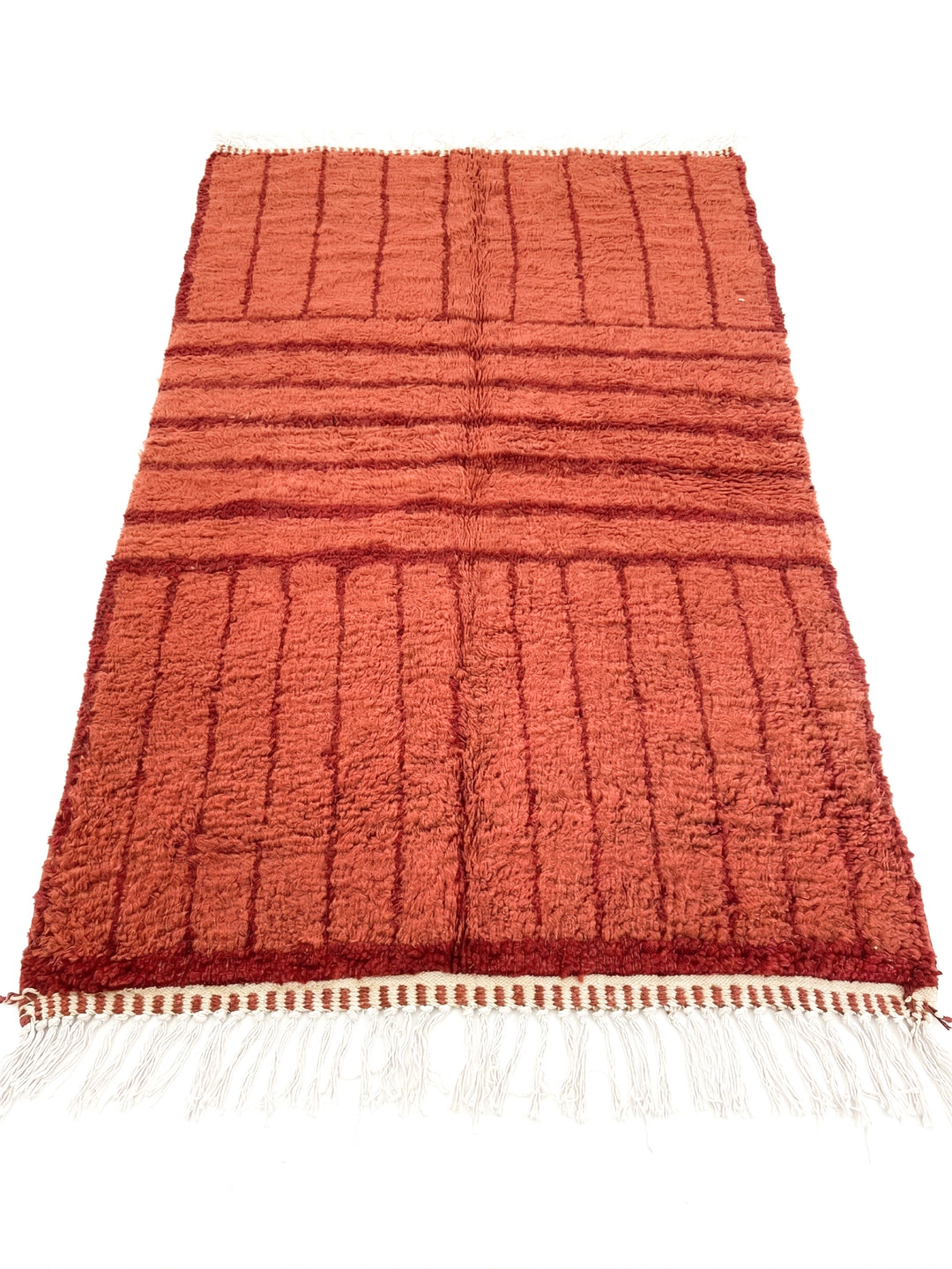 Authentic Custom Beni Ourain Rug | Terracotta &amp; Burgundy Grid