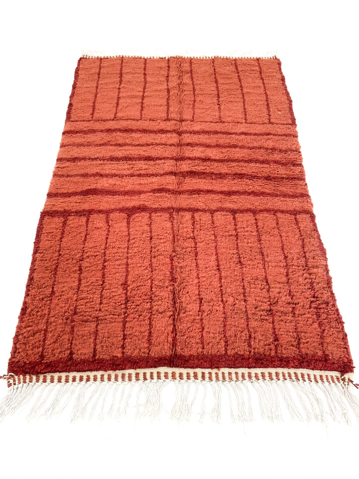 Authentic Custom Beni Ourain Rug | Terracotta &amp; Burgundy Grid
