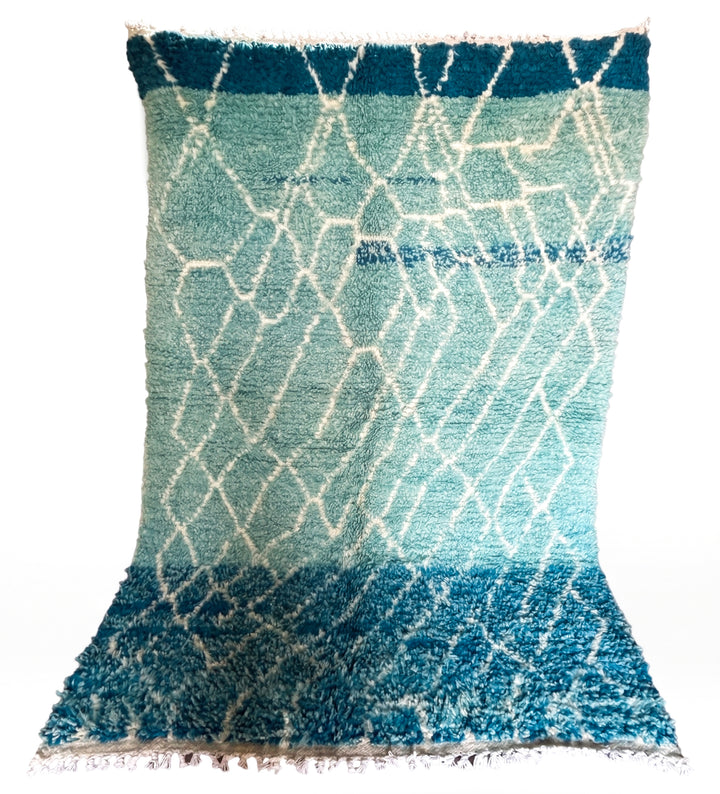 Authentic Custom Beni Ourain Rug | Ocean Blue &amp; Turquoise Shag