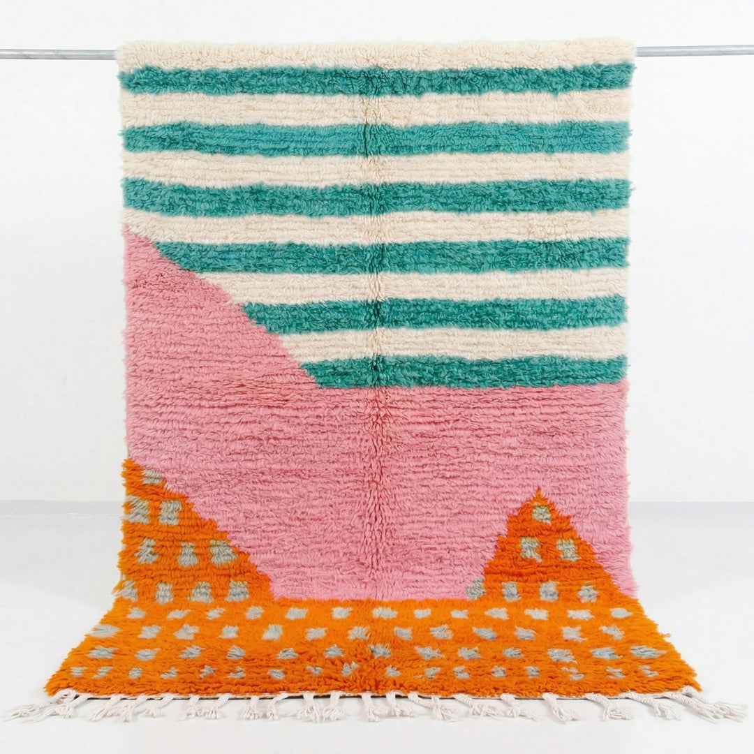 Authentic Custom Beni Ourain Rug | Abstract Pink Sunset Mirage