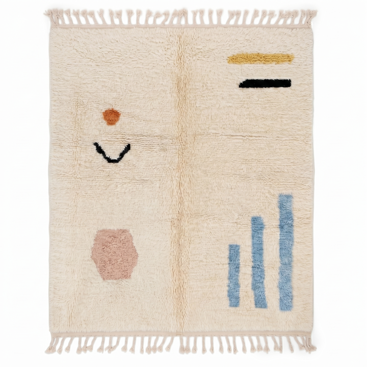 Tapis Beni Ourain personnalisé | Ivoire à motifs géométriques espiègles