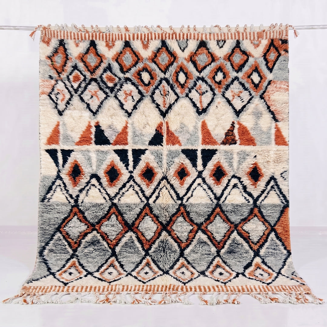 Custom Beni Ourain Rug | Desert Sun Geometric Diamond