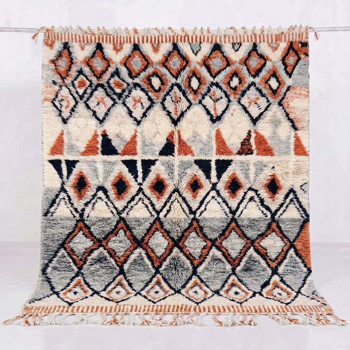 Authentic Custom Beni Ourain Rug  Desert Sun Geometric Diamond