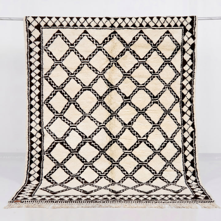 Tapis Beni Mrirt sur mesure | Treillis de losanges étagés avec bordure