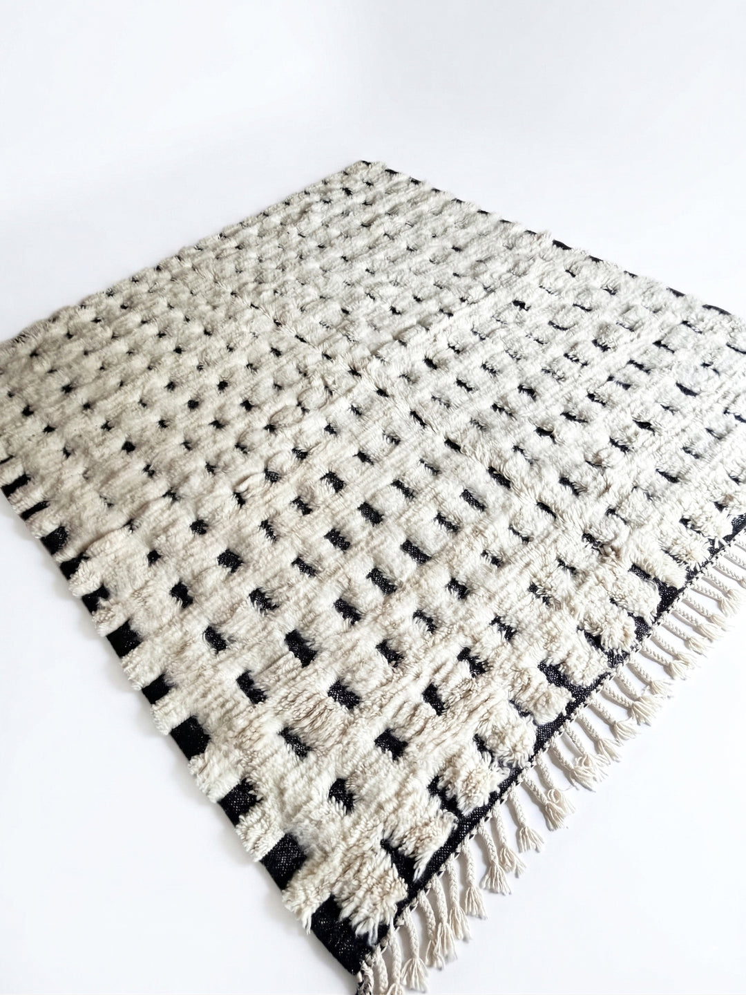 Authentic Custom Beni Ourain Rug | Minimalist Black &amp; White Grid