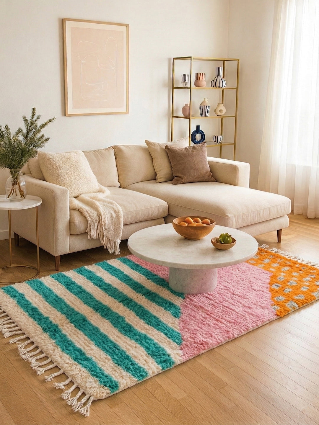 Authentic Custom Beni Ourain Rug | Abstract Pink Sunset Mirage