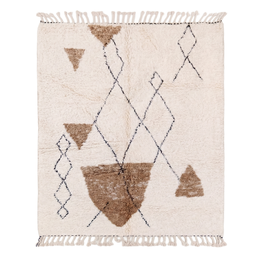 Authentic Custom Beni Ourain Rug | Plush Cream &amp; Charcoal