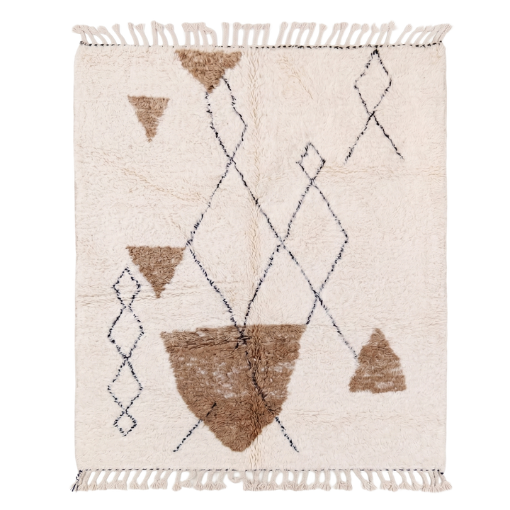 Authentic Custom Beni Ourain Rug | Plush Cream &amp; Charcoal