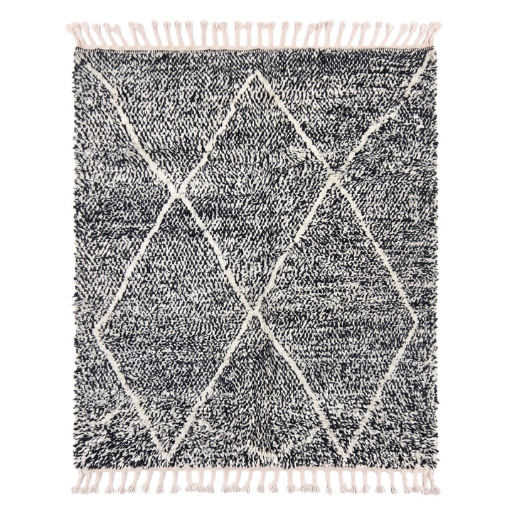 Authentic Custom Beni Ourain Rug | Charcoal &amp; Cream Geometric