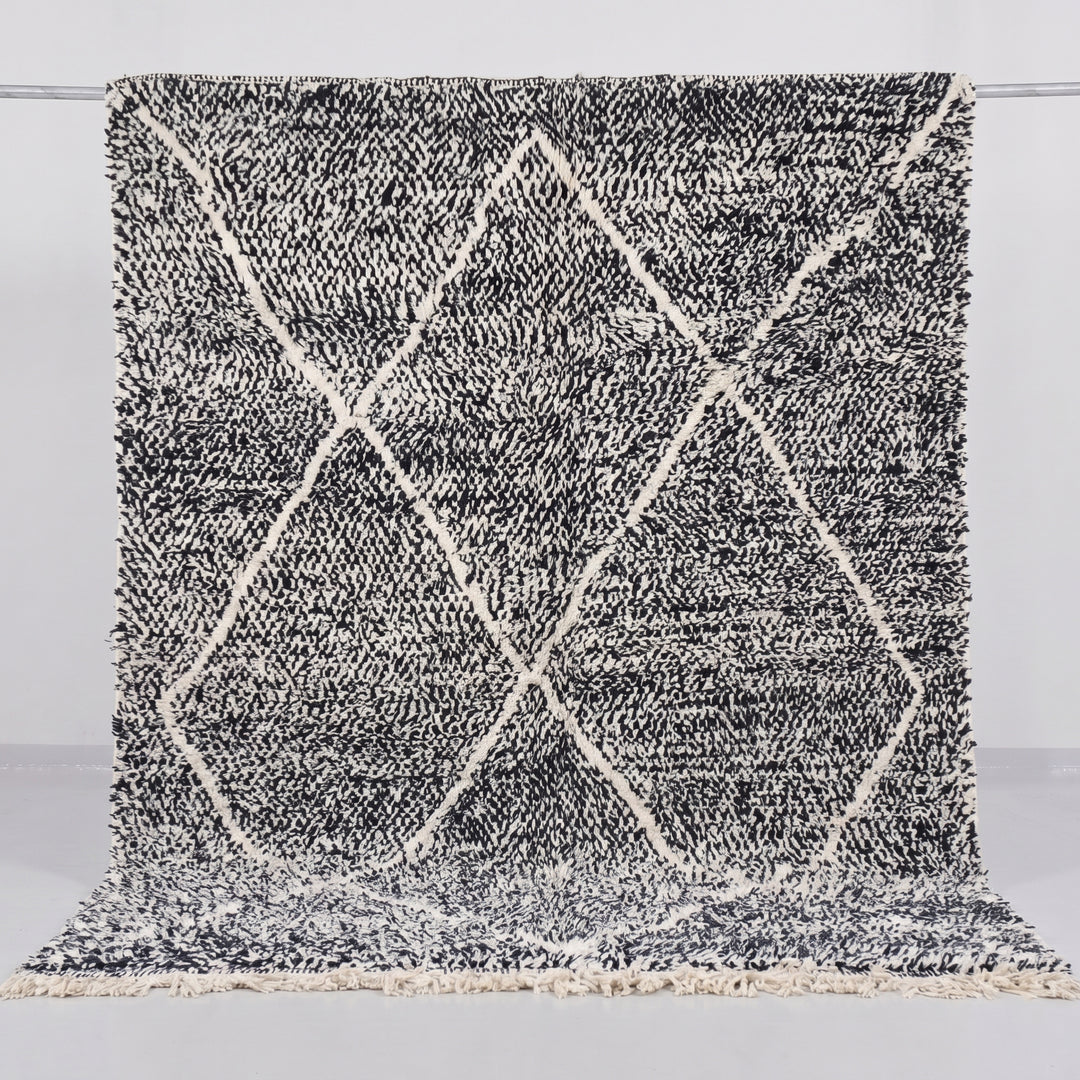 Authentic Custom Beni Ourain Rug | Charcoal &amp; Cream Geometric