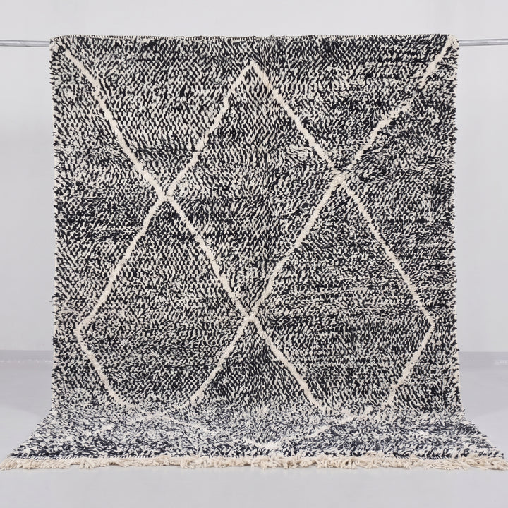 Authentic Custom Beni Ourain Rug | Charcoal &amp; Cream Geometric