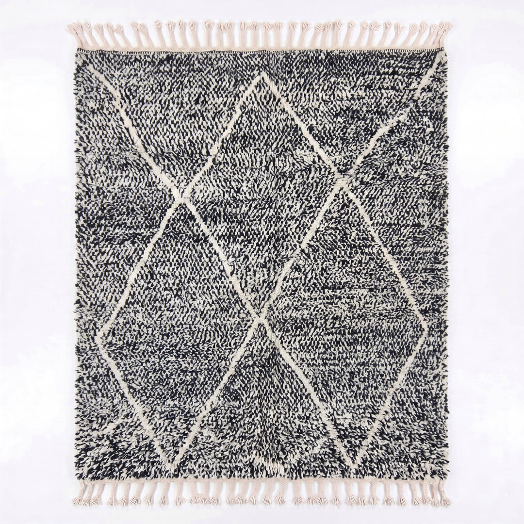 Custom Beni Ourain Rug | Charcoal &amp; Cream Geometric