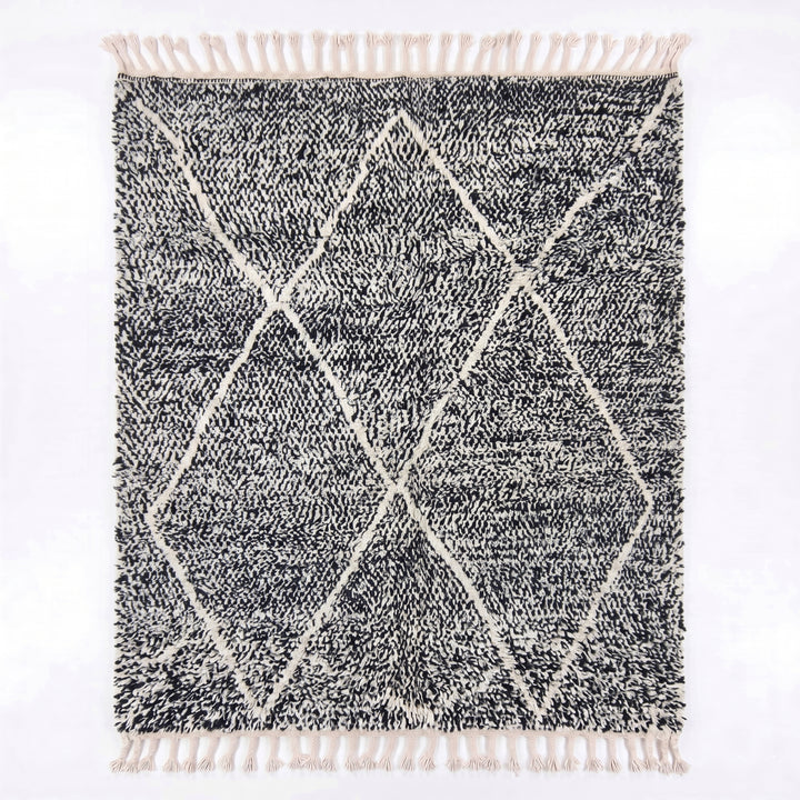 Custom Beni Ourain Rug | Charcoal &amp; Cream Geometric