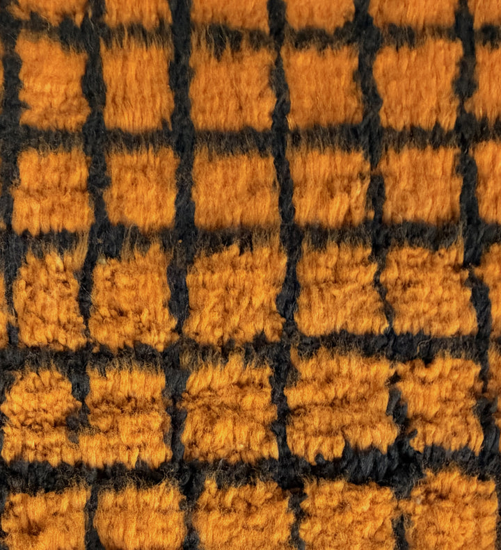 Authentic Custom Beni Ourain Rug | Burnt Orange &amp; Black Grid