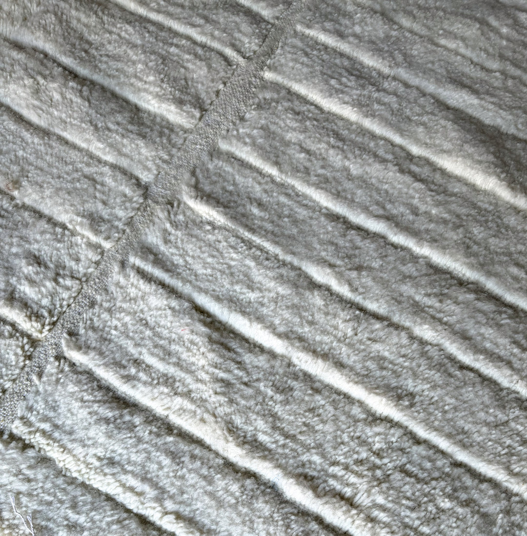 Authentic Custom Beni Ourain Rug | Tonal Ivory Textured Grid