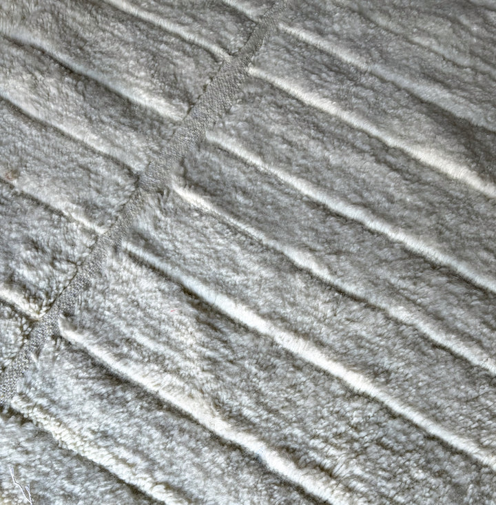 Authentic Custom Beni Ourain Rug | Tonal Ivory Textured Grid
