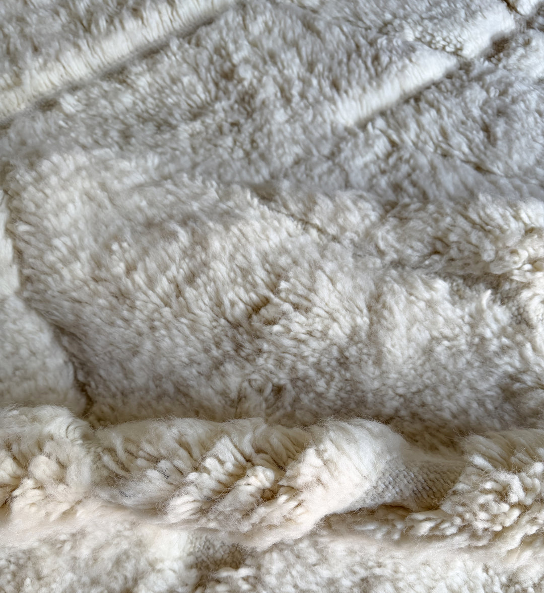 Authentic Custom Beni Ourain Rug | Sculpted Cream Geometric