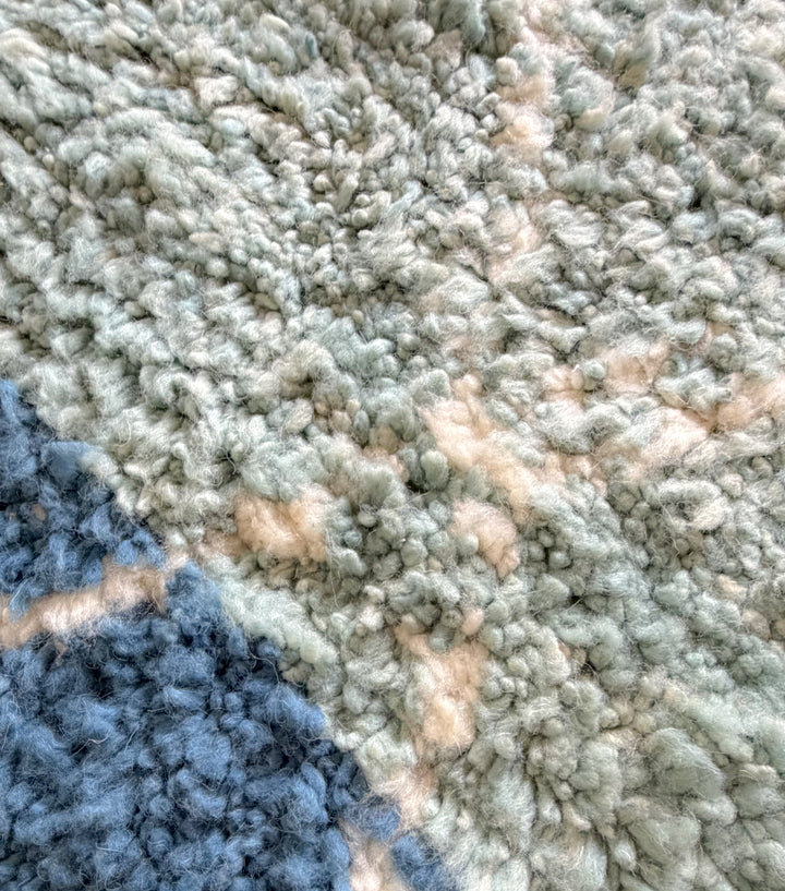 Authentic Custom Beni Ourain Rug | Ocean Blue &amp; Turquoise Shag