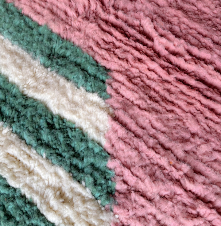 Authentic Custom Beni Ourain Rug | Abstract Pink Sunset Mirage