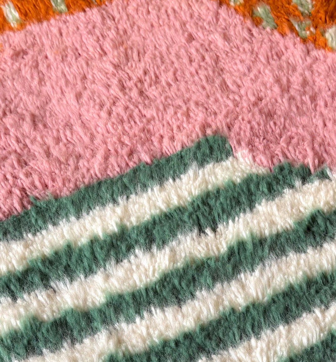 Authentic Custom Beni Ourain Rug | Abstract Pink Sunset Mirage