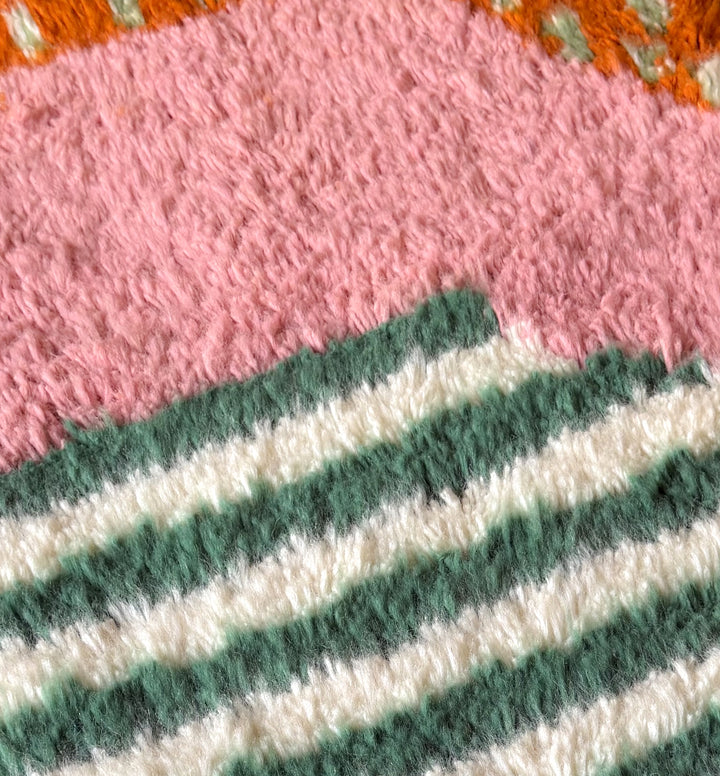 Authentic Custom Beni Ourain Rug | Abstract Pink Sunset Mirage