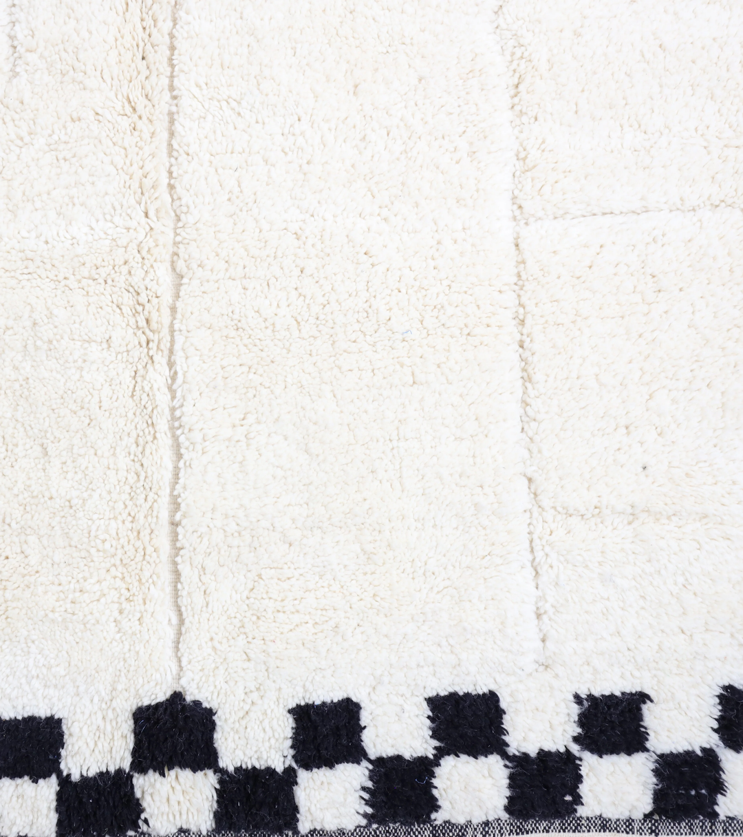 Authentic Custom Beni Ourain Rug | Natural Cream with Black Checkerboard