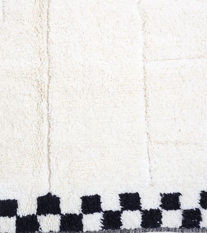 Authentic Custom Beni Ourain Rug | Natural Cream with Black Checkerboard