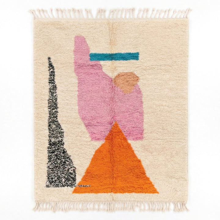 Custom Beni Authentic Ourain Rug | Handwoven Contemporary Colorblock