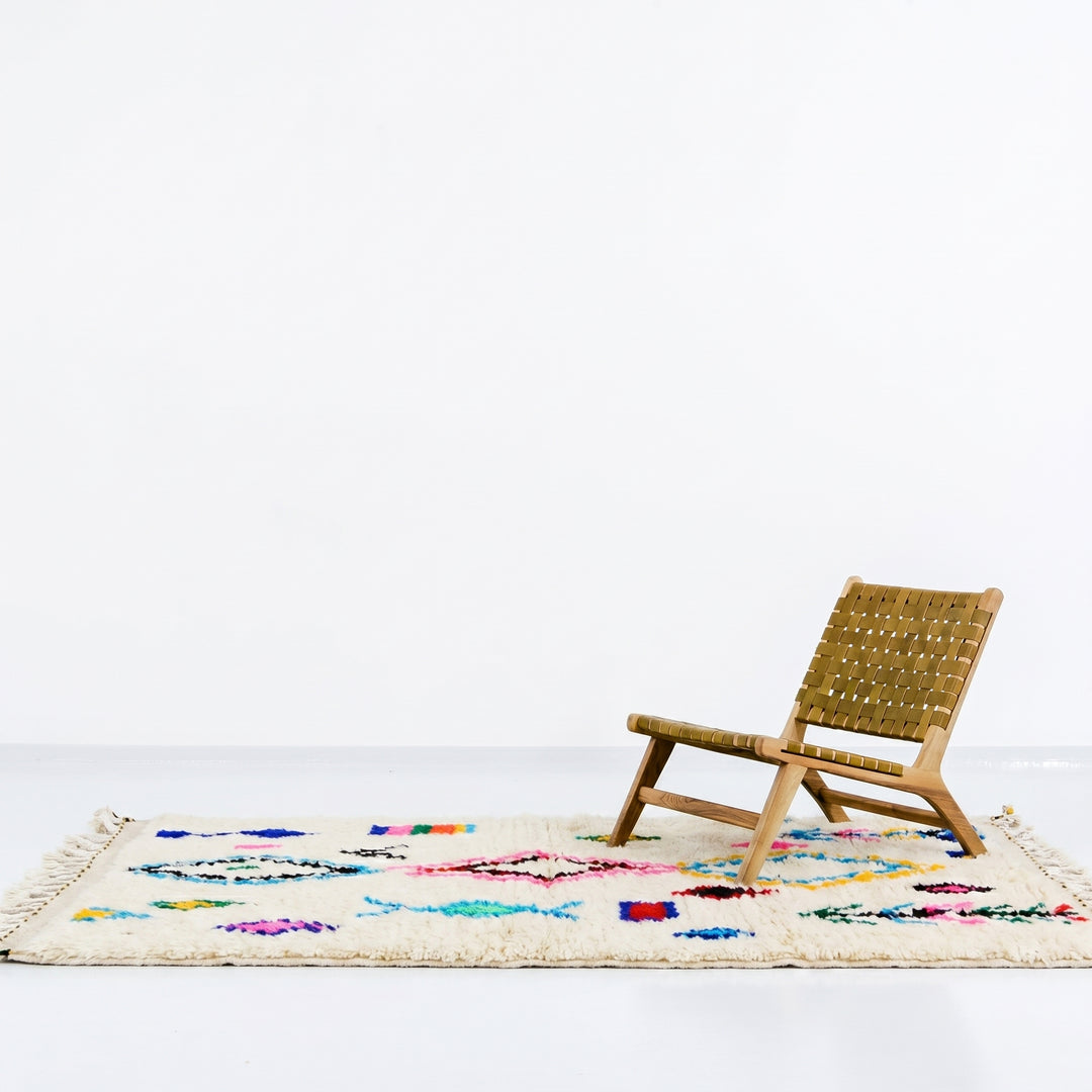 Custom Authentic Azilal Rug – Neon Diamond &amp; Abstract Motifs