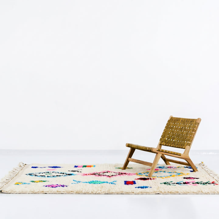 Custom Authentic Azilal Rug – Neon Diamond &amp; Abstract Motifs