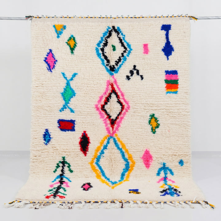Custom Authentic Azilal Rug – Neon Diamond &amp; Abstract Motifs