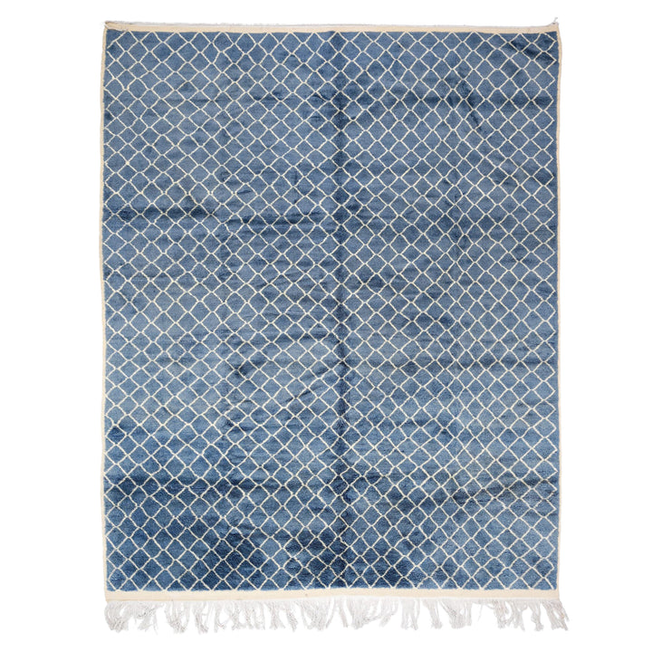 Custom Beni Mrirt Rug | Ocean Blue Diamond Trellis