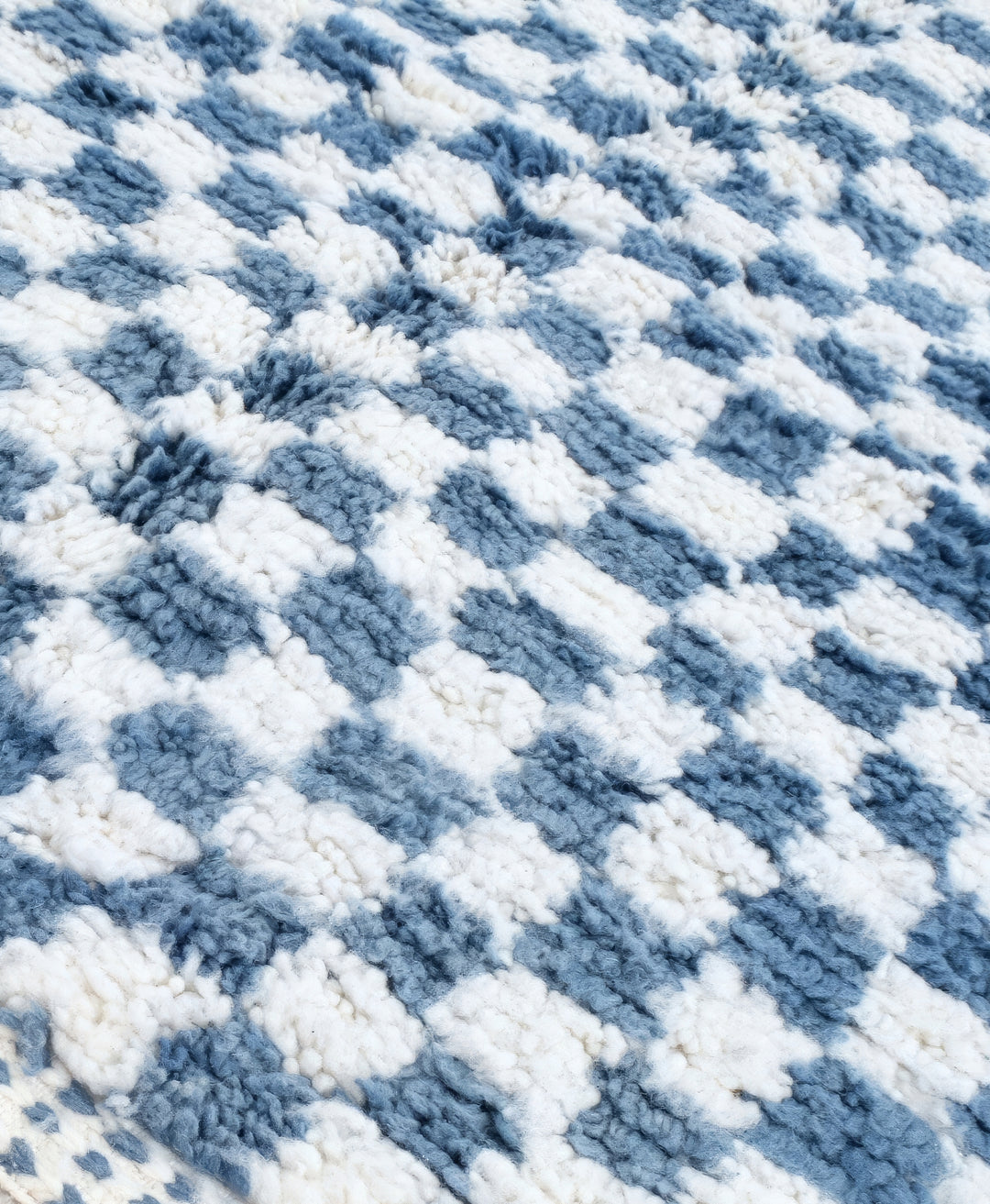 Custom Beni Ourain Rug | Pixel Blue Hand-Knotted Checkerboard