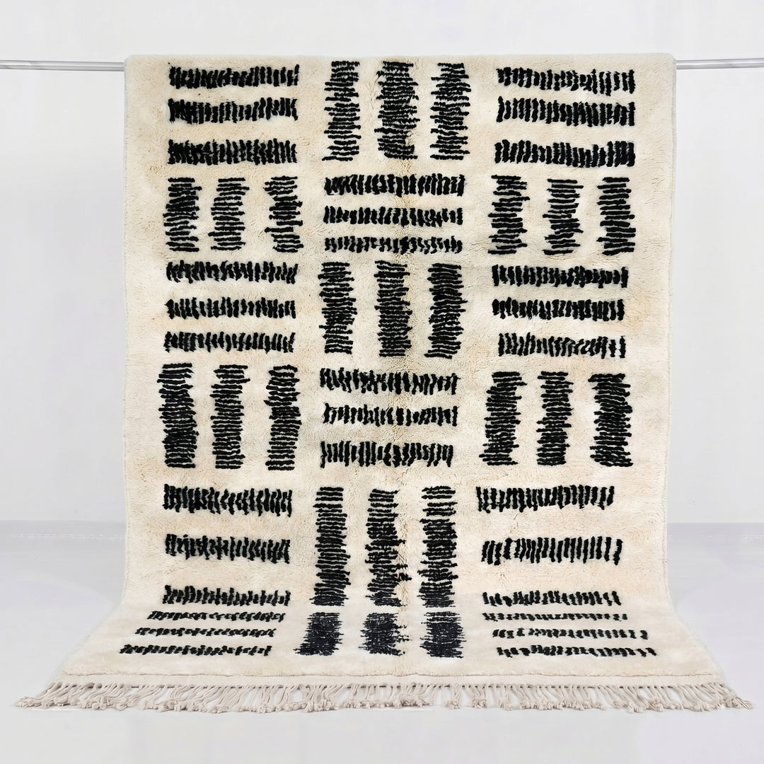 Custom Beni Mrirt Rug | Modern Graphic Black &amp; Cream Block