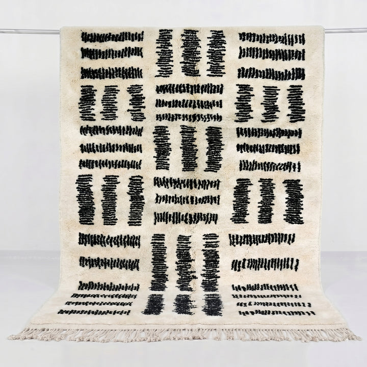 Custom Beni Mrirt Rug | Modern Graphic Black &amp; Cream Block