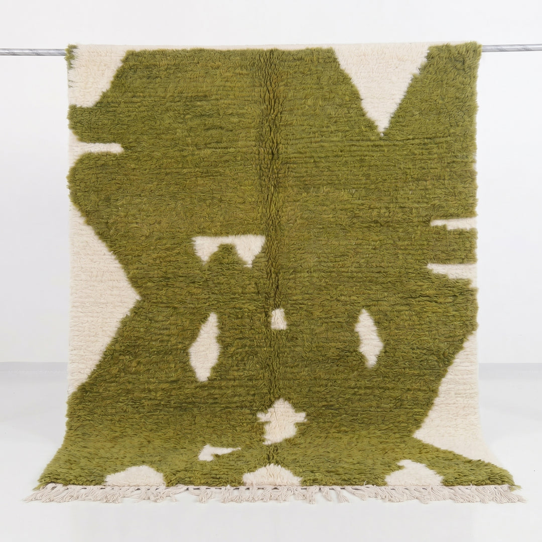 Custom Beni Ourain Rug | Abstract Olive Green &amp; Cream