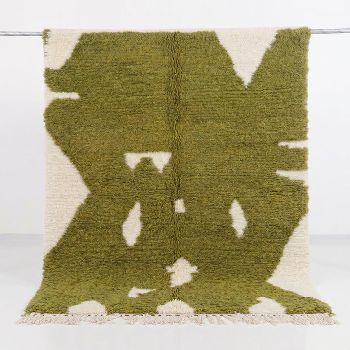 Custom Beni Ourain Rug | Abstract Olive Green &amp; Cream