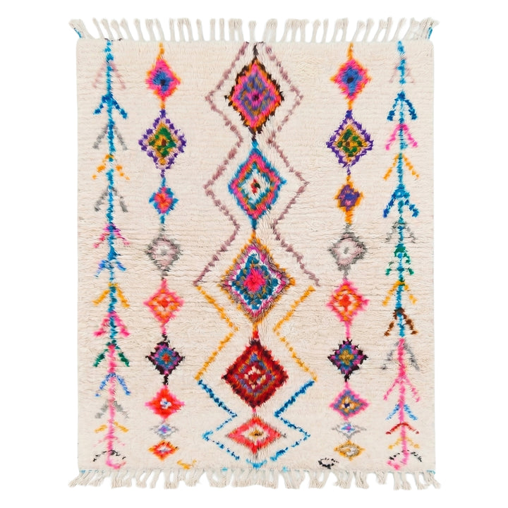 Tapis Azilal Authentique Fait Main – Style Bohème Chameau Marocain Vibrant