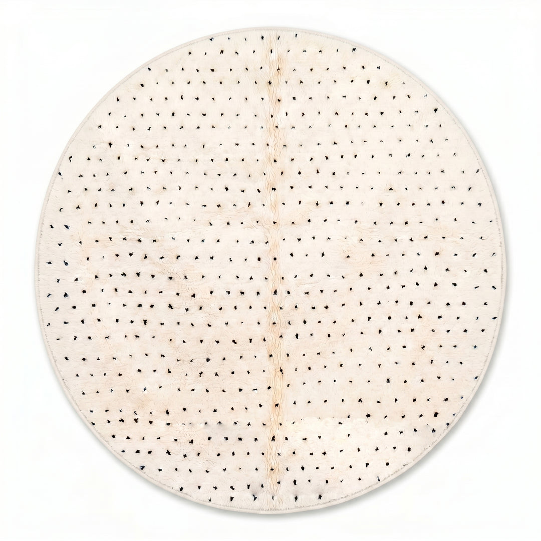 Tapis marocain rond personnalisé – Minimaliste à pois moucheté