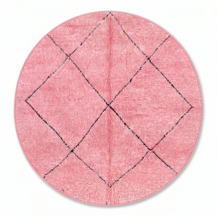 Custom Moroccan Round Rug – Vibrant Pink Diamond Trellis